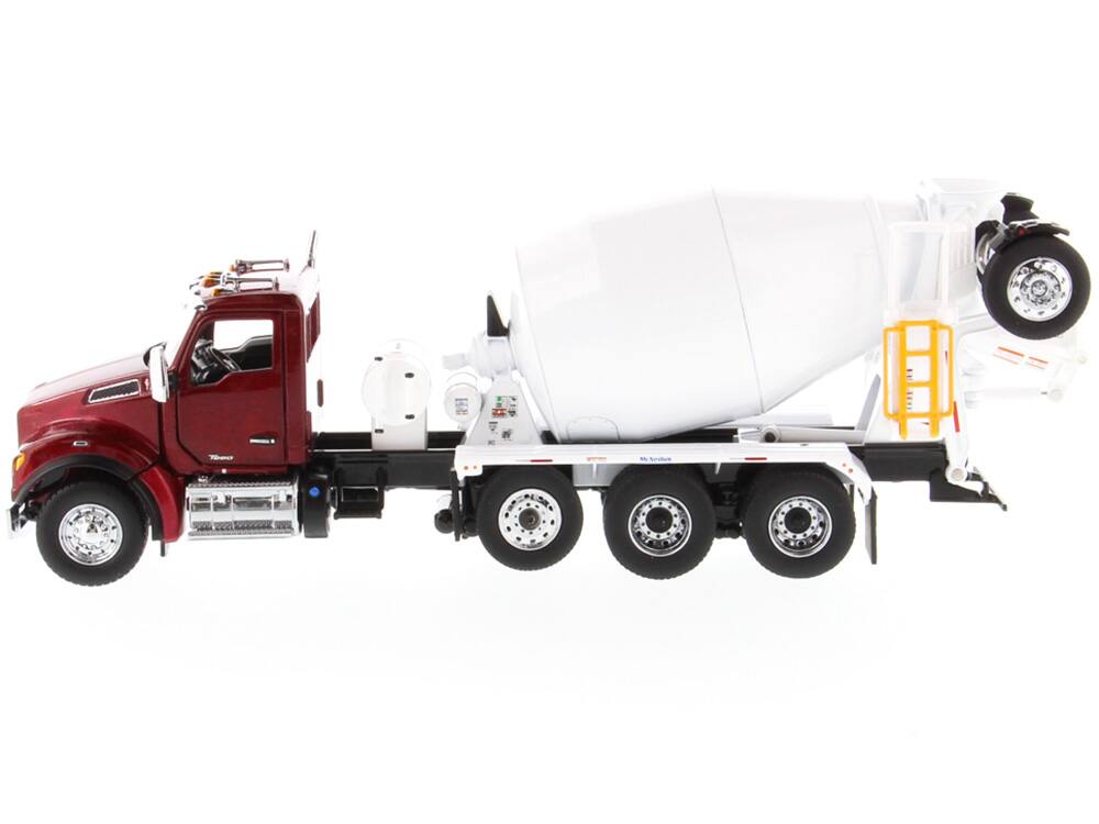 Alt View 1. Diecast Masters - Kenworth T880 SFFA with McNeilus Bridgemaster Mixer Truck Radiant Red and White 1/50 Diecast Model by Diecast Masters.