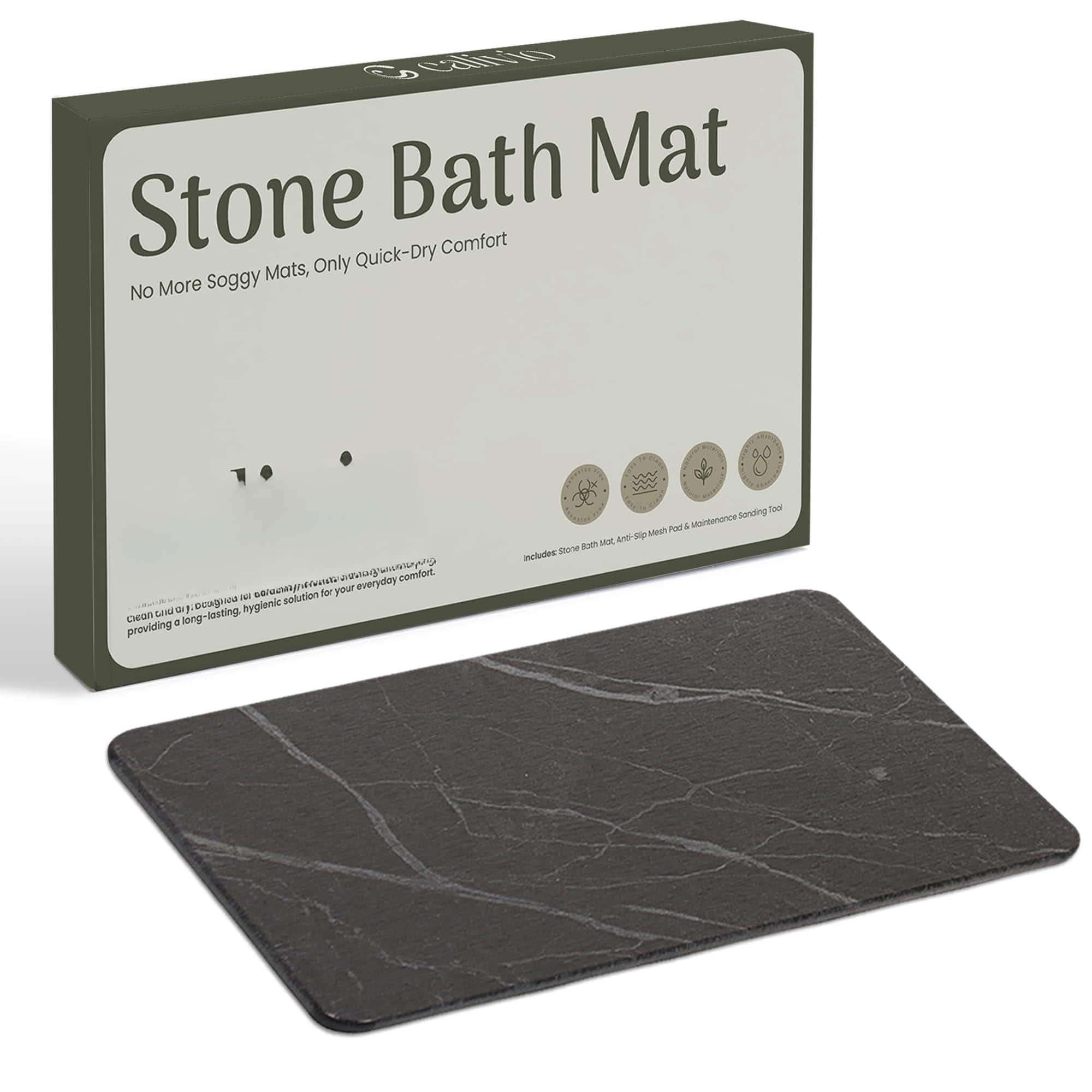 Paradigms Interiors - Quick Dry Shower Stone Bath Mat Super Absorbent Non-slip Inch Diatomaceous Earth Durable Easy To Clean Diatomite For Ba - Black Marble