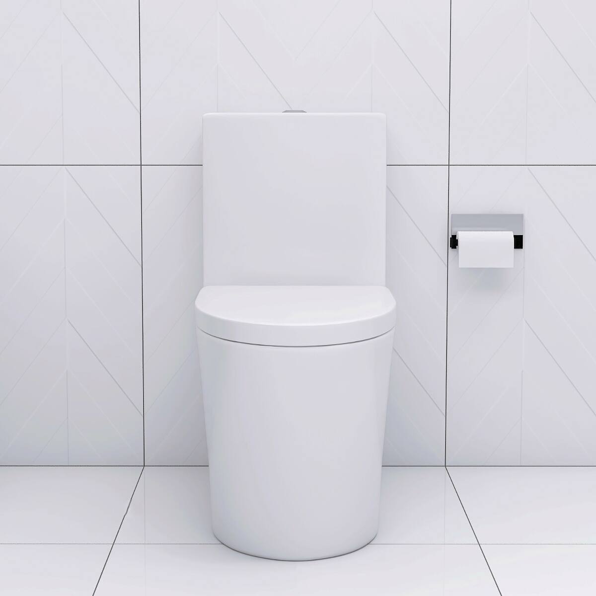 Alt View 4. Loheer - Loheer Elongated One Piece Toilet White Porcelain Modern Skirted Dual Flush Bathroom - White.
