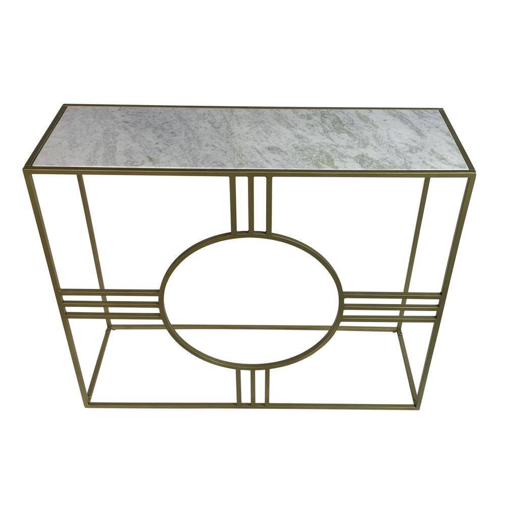 Carolina Chair & Table Marshall Console Table White Marble Antique Gold ...