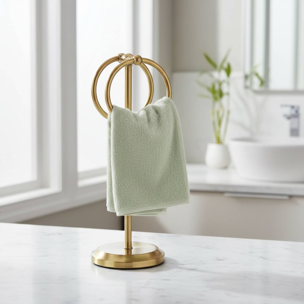 Back. J&V TEXTILES - Double Ring Design Fingertip Towel Holder.