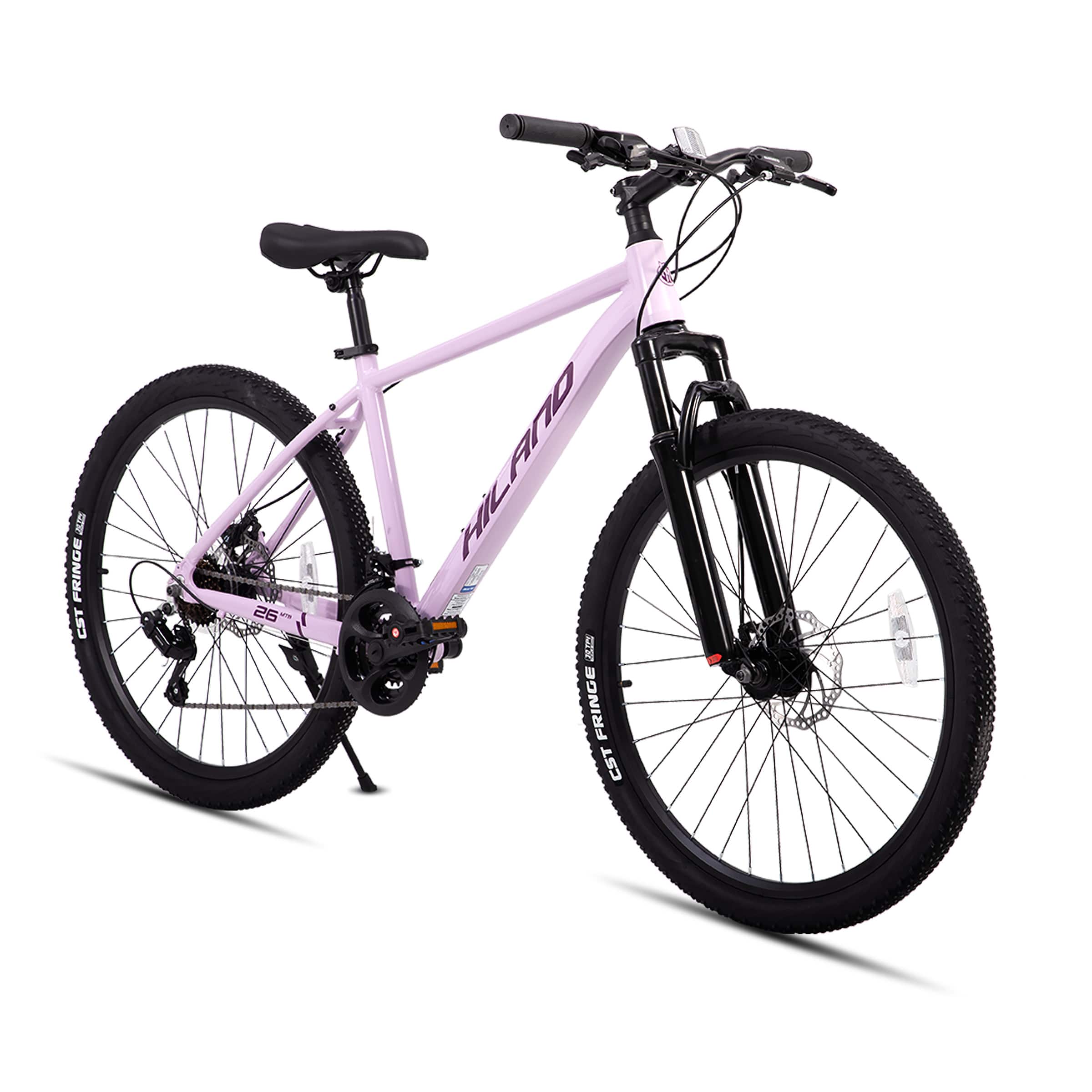 HILAND - 27.5 Inch Mountain Bike with 21-Speed for Men Women, Suspension Fork MTB Bicycle for Adult - Purple