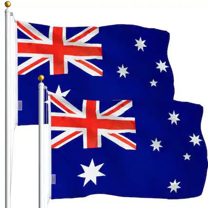 Front. G128 - Australia Flag 3x5 ft 2-Pack Printed Polyester - Assorted Colors.