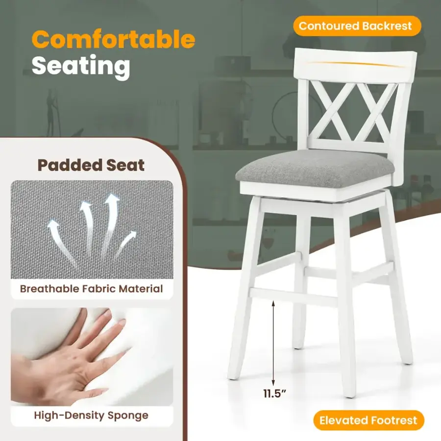 Comfortable Seating Contoured Backrest Padded Seat Breathable Fabric Material 11.5" High-Density Sponge Elevated Footrest