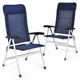 Boyel Living - 2Pcs Patio Dining Chair with Adjustable Recline 47.5-in x 47.0-in x 24.0-in 21.61-lb - Blue