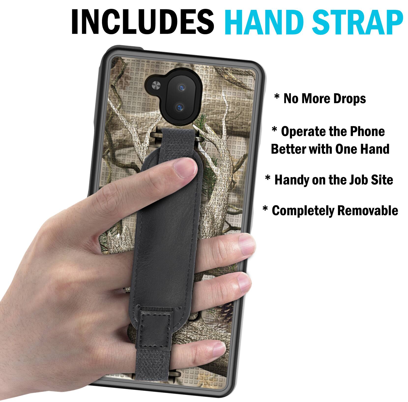 INCLUDES HAND STRAP

* No More Drops
* Operate the Phone Better with One Hand
* Handy on the Job Site
* Completely Removable