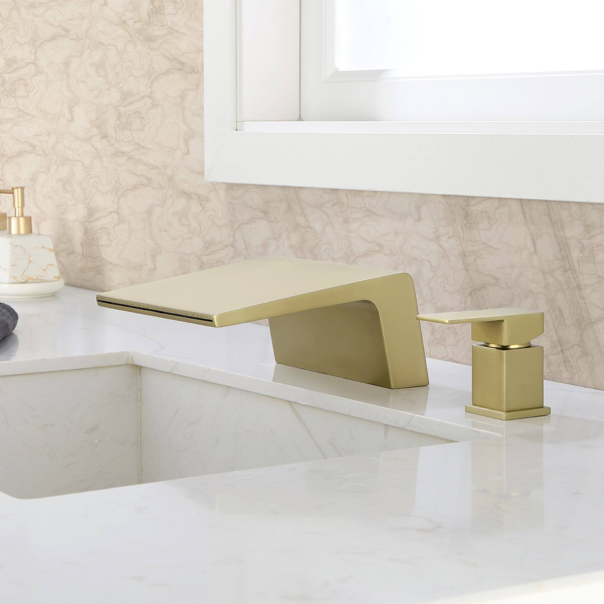 Alt View 1. Boyel Living - Brushed Gold Faucet SUS304 18cm Waterfall Spout cUPC Cartridge Single Handle - Brushed Gold.