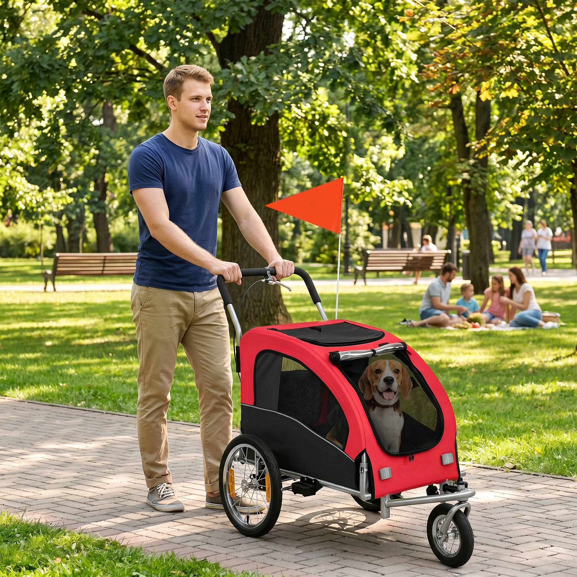 Alt View 1. Aosom - in 1 Dog Bike Trailer, Foldable Pet Stroller, Dog Bicycle Trailer with Suspension - Green.