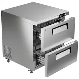 Coolake - 27" 6.5 Cu Ft Commercial Undercounter Worktop Drawer Refrigerator, 33~41℉ for Restaurant Kitc - Stainless Steel
