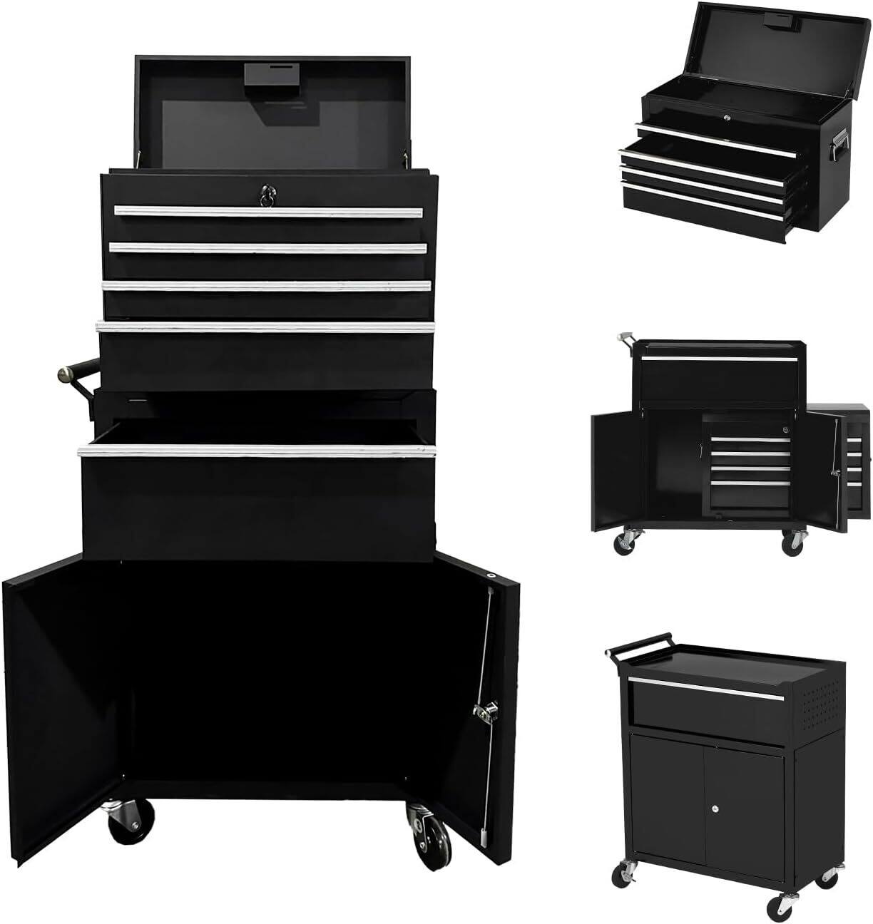 Front. Acekool - 20" Tool Chest, with 5 Drawers & Detachable Top.