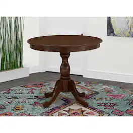 East West Furniture - Round wood table Color Table Surface and Asian Wood Round dining table Pedestal Legs - Mahogany