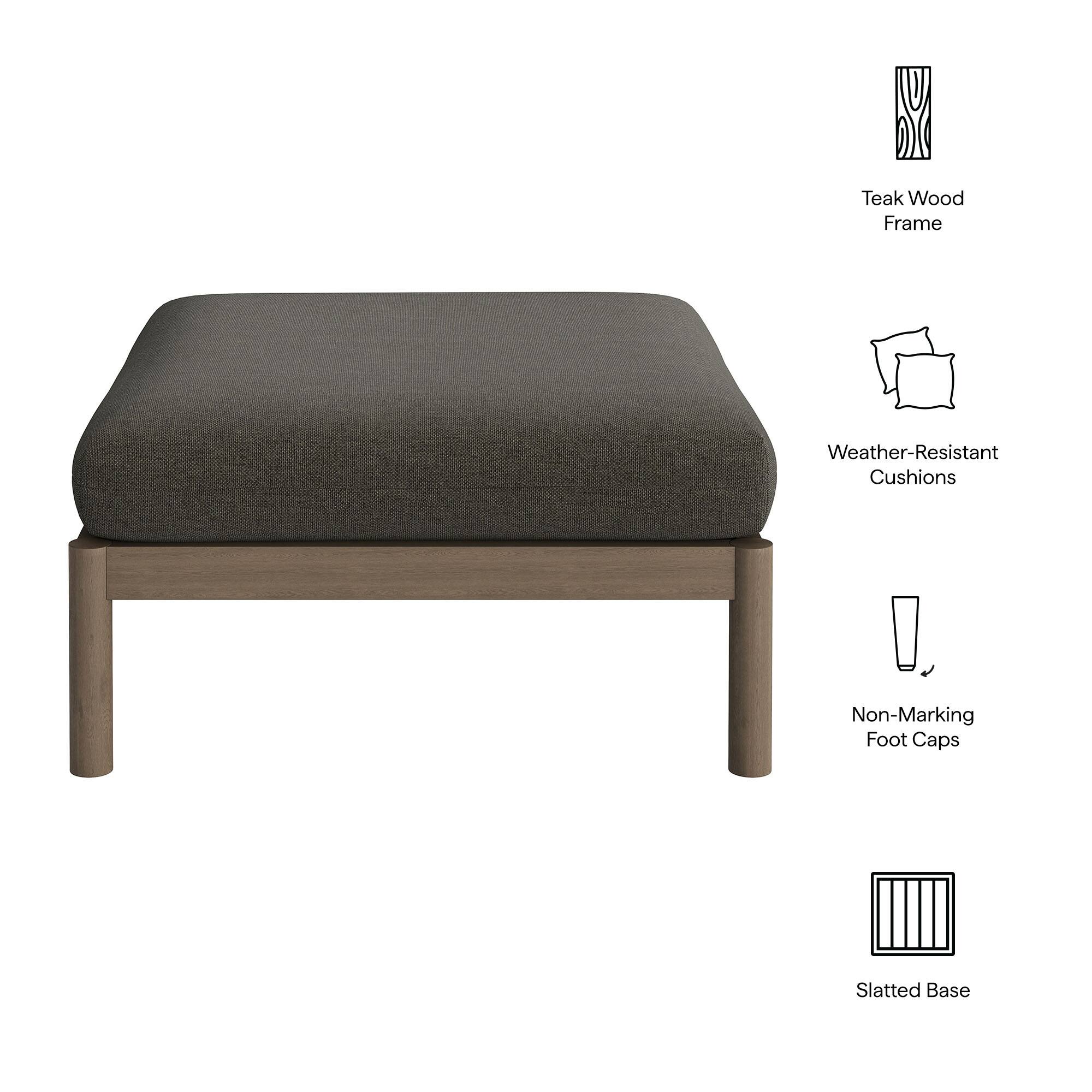 Teak Wood Frame, Weather-Resistant Cushions, Non-Marking Foot Caps, Slatted Base