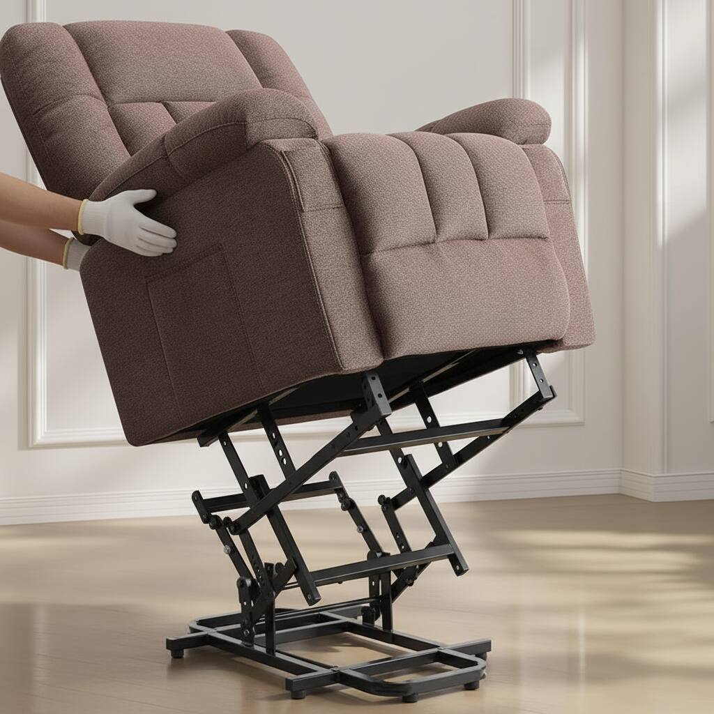 Alt View 2. AOITUN - Plush Power Lift Recliner Chair for Seniors, Brown Fabric Massage Lift Sofa with Remote, Living Room Furniture - Brown.