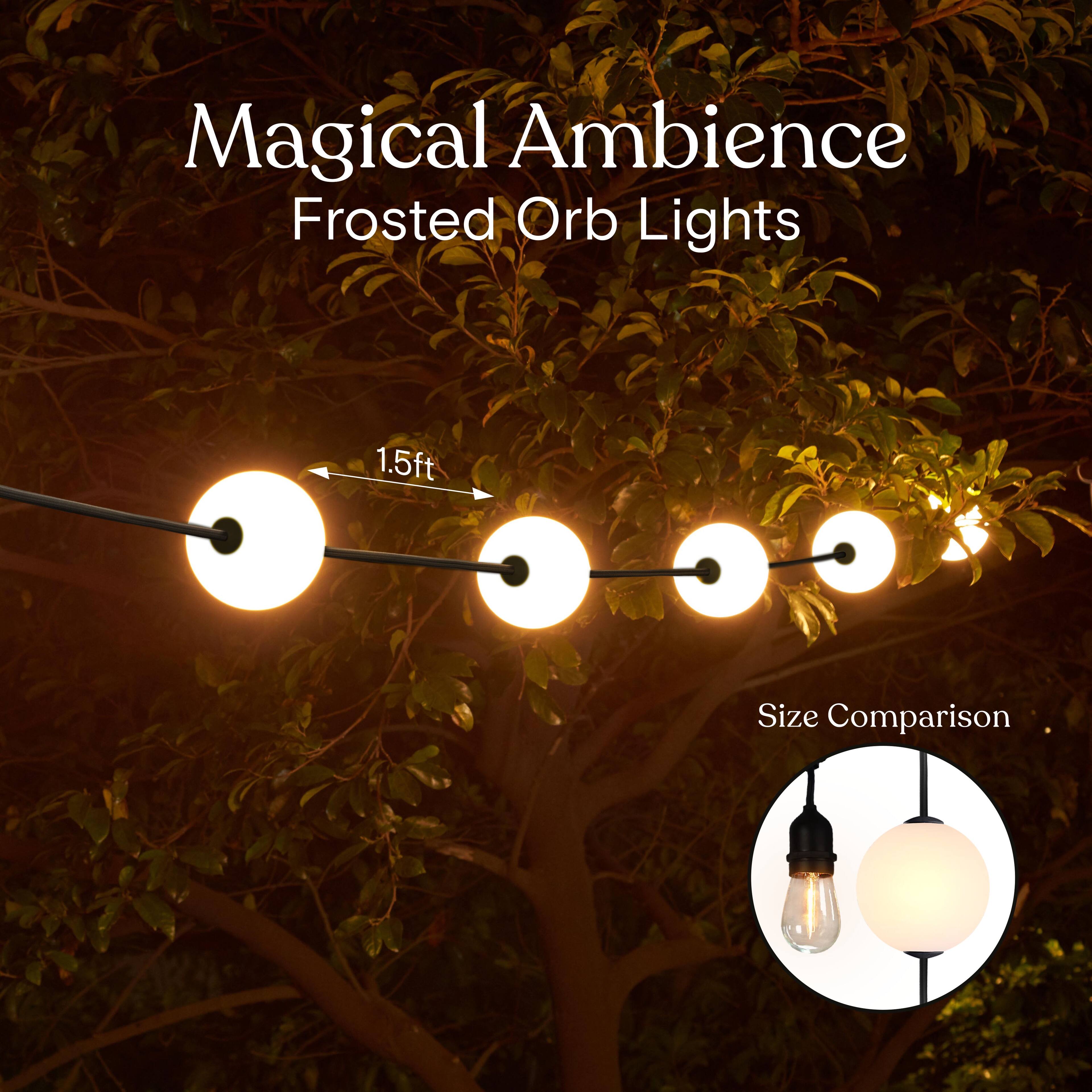 Magical Ambience Frosted Orb Lights  
1.5ft Size Comparison