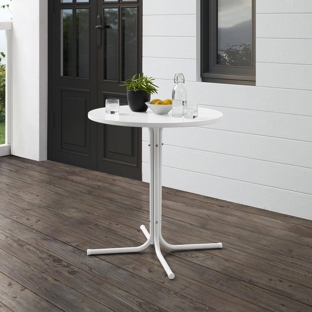 Alt View 4. Crosley Furniture - Griffith Retro Outdoor Bistro Table - White Satin.