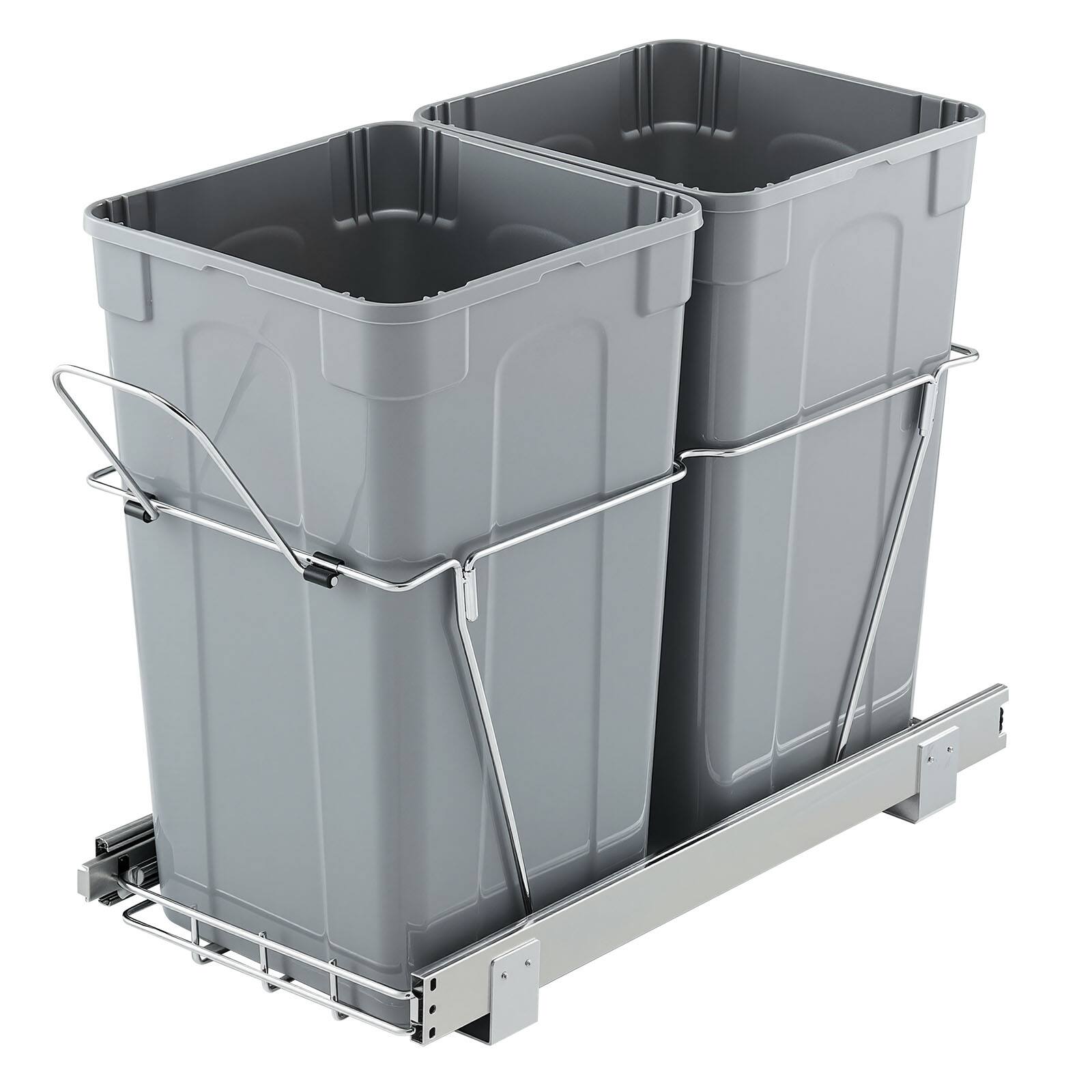Alt View 5. VEVOR - Pullout Trash Can for Kitchen Cabinets, 27QTx2 Double Under Sink Garbage Waste Recycling Bin - Grey.