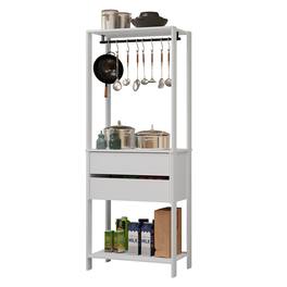 Madesa - Kitchen Pantry Storage Rack with 2 Drawers and Hanging Space 27"L Multiuse Cabinet for Kitchen - White - White