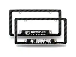 Rico Industries - Memphis Grizzlies NBA (Set of 2) Chrome Metal License Plate Frames with Carbon Fiber Design - Multi