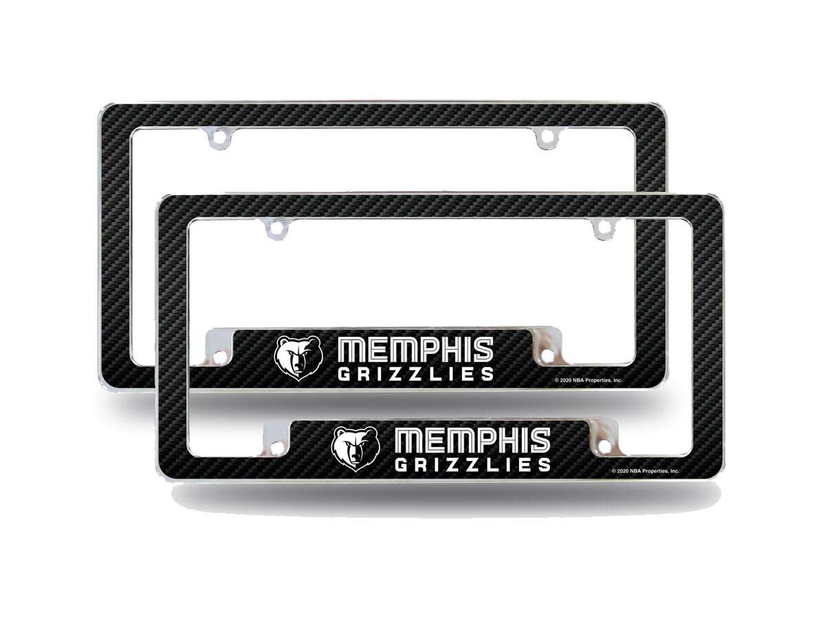 Memphis Grizzlies NBA (Set of 2) Chrome Metal License Plate Frames with Carbon Fiber Design