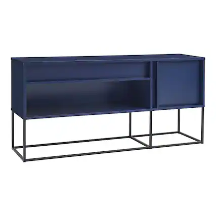 Front. Furniture of America - Yazda TV Stand Fits TV's up to 65 in. with LED Lights - Blue.