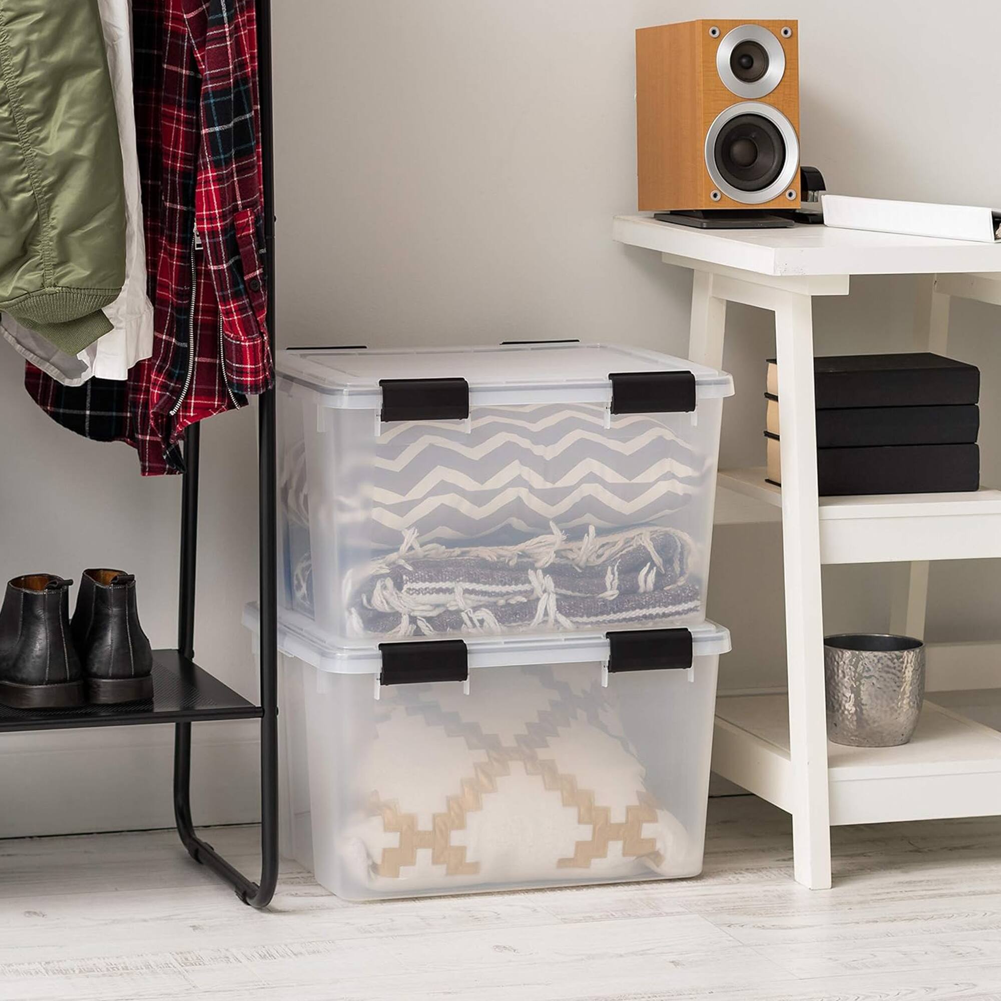 Alt View 4. IRIS USA - IRIS USA 47 Qt Storage Bins Plastic Gasket Box with Tight Latching Lids, 2 Pack - Clear.