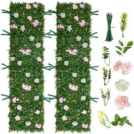 VEVOR - Artificial Luxury Flower Wall Backdrop, 2 PCS, Each Panel 2 x 8 ft, Gorgeous 3D Silk Floral Backdrop Pet Friendly - Green