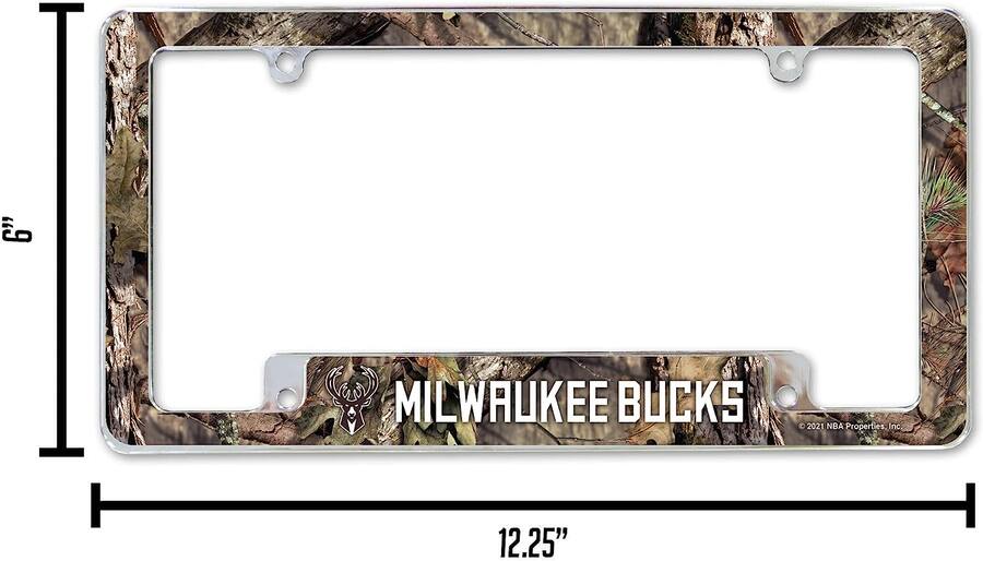 Rico Industries Milwaukee Bucks Chrome Metal License Plate Frame with ...