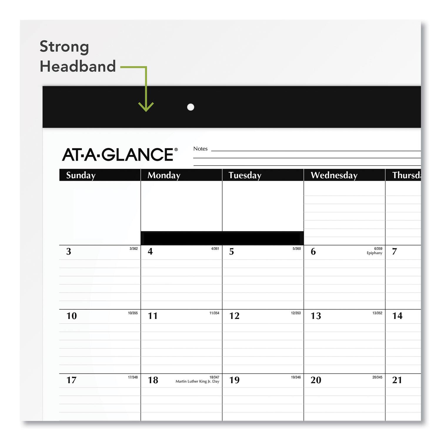 Strong Headband

AT-A-GLANCE

Sunday | Monday | Tuesday | Wednesday | Thursday

3 | 30M2 | 4 | 4/061 | 5 | 5/200 | 6 | 6/059 | 7 | Epiphany

10 | 10/555 | 11 | 11/554 | 12 | 12/383 | 13 | 13/352 | 14

17 | 17/748 | 18 | Martin Luther King Jr. Day | 19 | 19/346 | 20 | 20/045 | 21