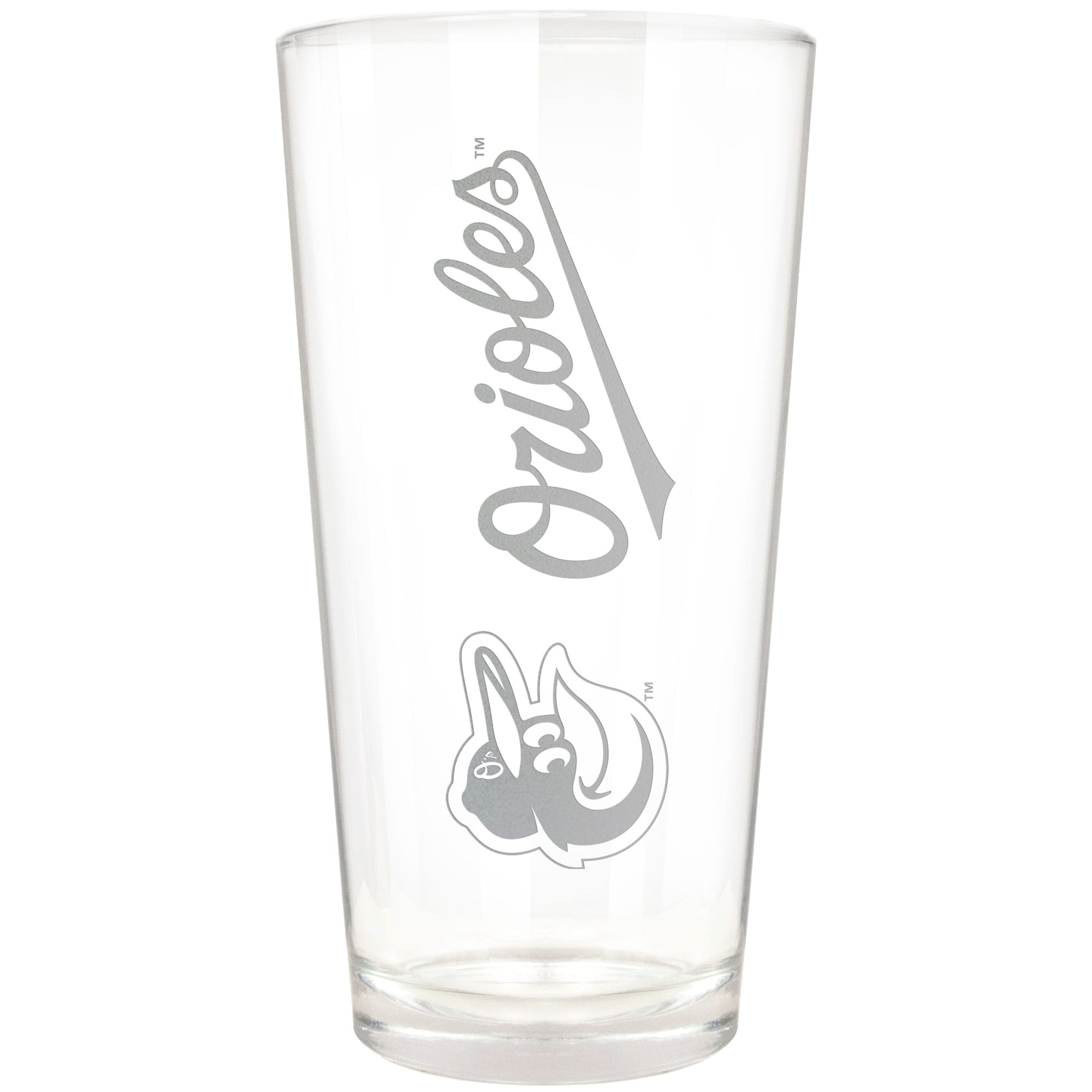 Front. Great American Products - Baltimore Orioles Etched 16oz. Vertical Rally Cry Pint Glass - Multicolor.