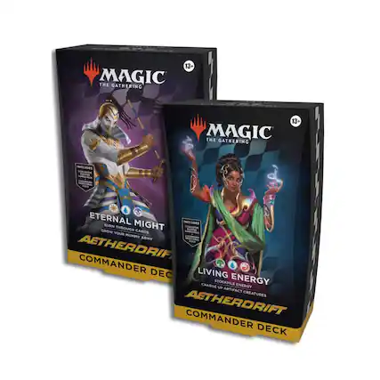 13+ MAGIC THE GATHERING
ETERNAL MIGHT
INCLUDES BURN THROUGH CARDS
GROW YOUR MUMMY ARMY
AETHERDRIFT COMMANDER DECK
13+ MAGIC THE GATHERING
LIVING ENERGY
INCLUDES STOCKPILE ENERGY
CHARGE UP ARTIFACT CREATURES
AETHERDRIFT COMMANDER DECK