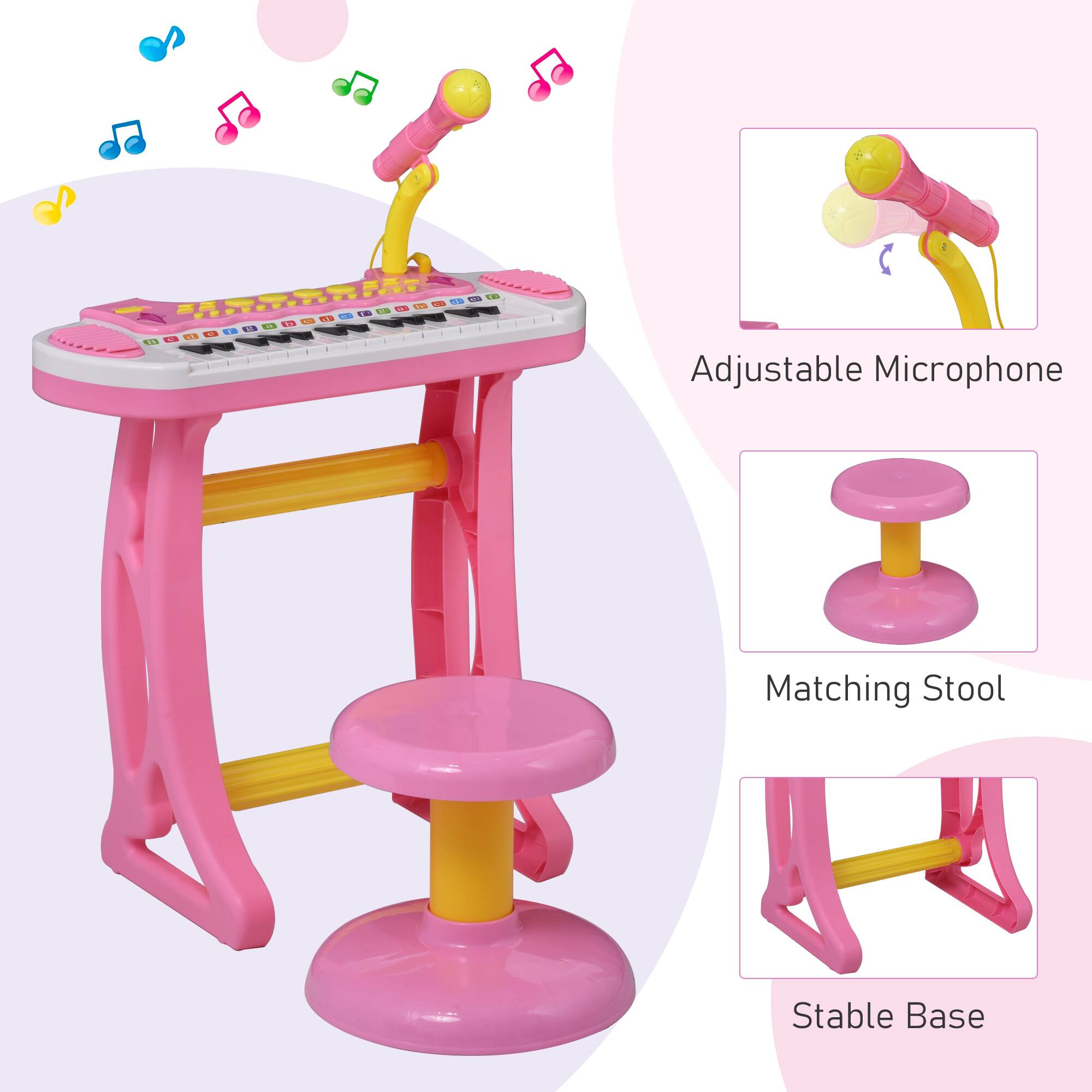 - Adjustable Microphone
- Matching Stool
- Stable Base