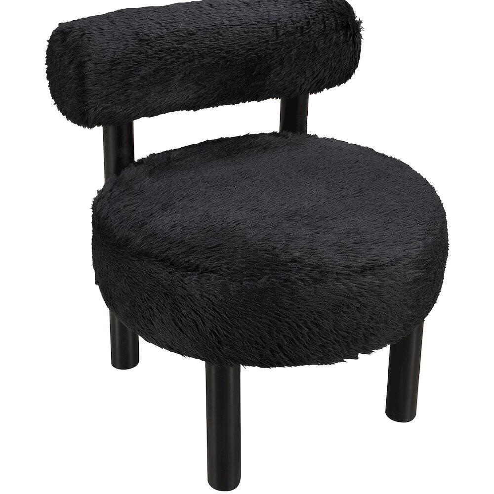 Alt View 4. Meridian Furniture - Ambre Black Vegan Shearling Fabric Upholstered Accent Chair - Black.