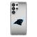 Front. Keyscaper - Carolina Panthers Linen Logo Galaxy Clear Case - S24 - Multicolor.