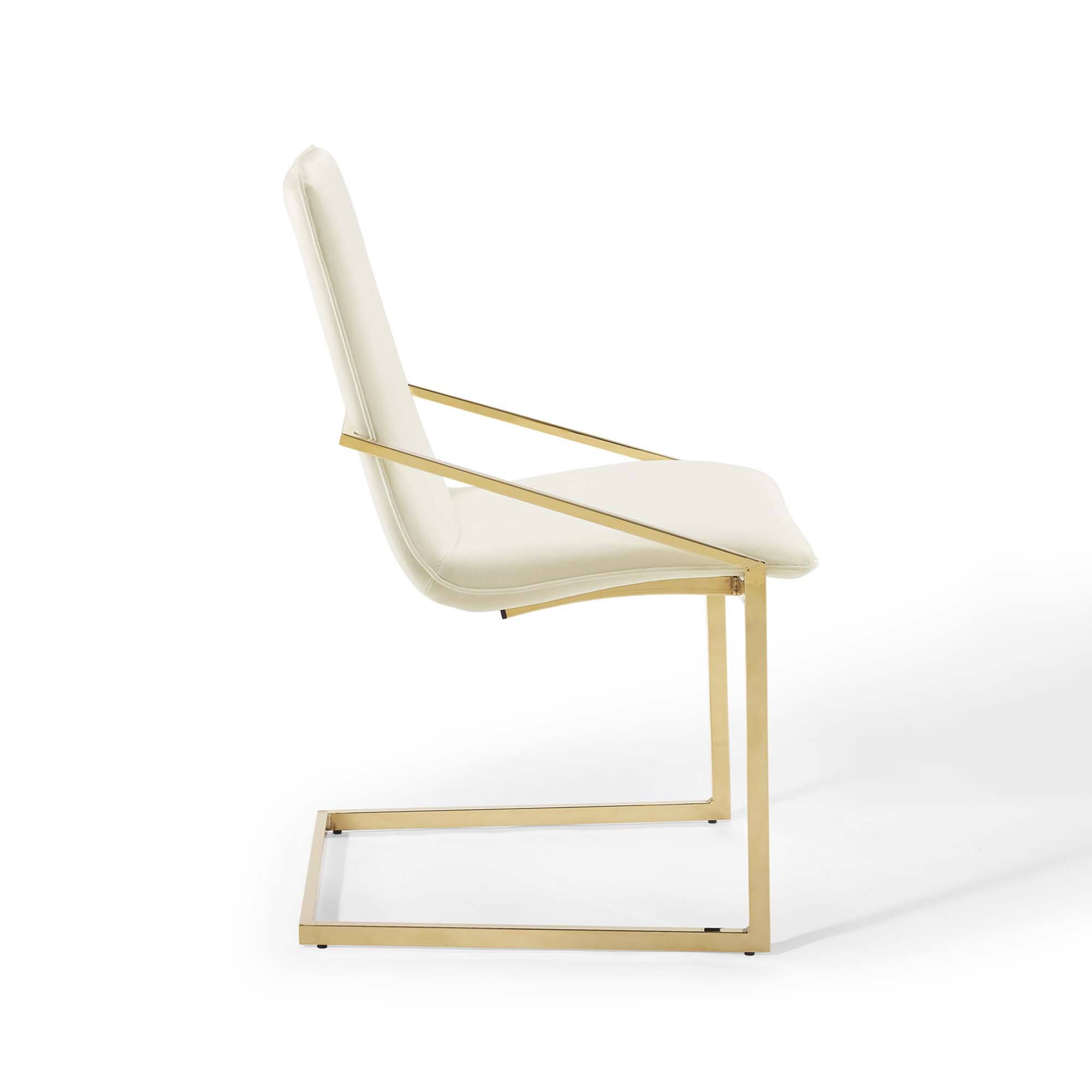 Alt View 1. Modway - Pitch Performance Velvet Dining Armchair Set of 2 by Modway - Gold Ivory.