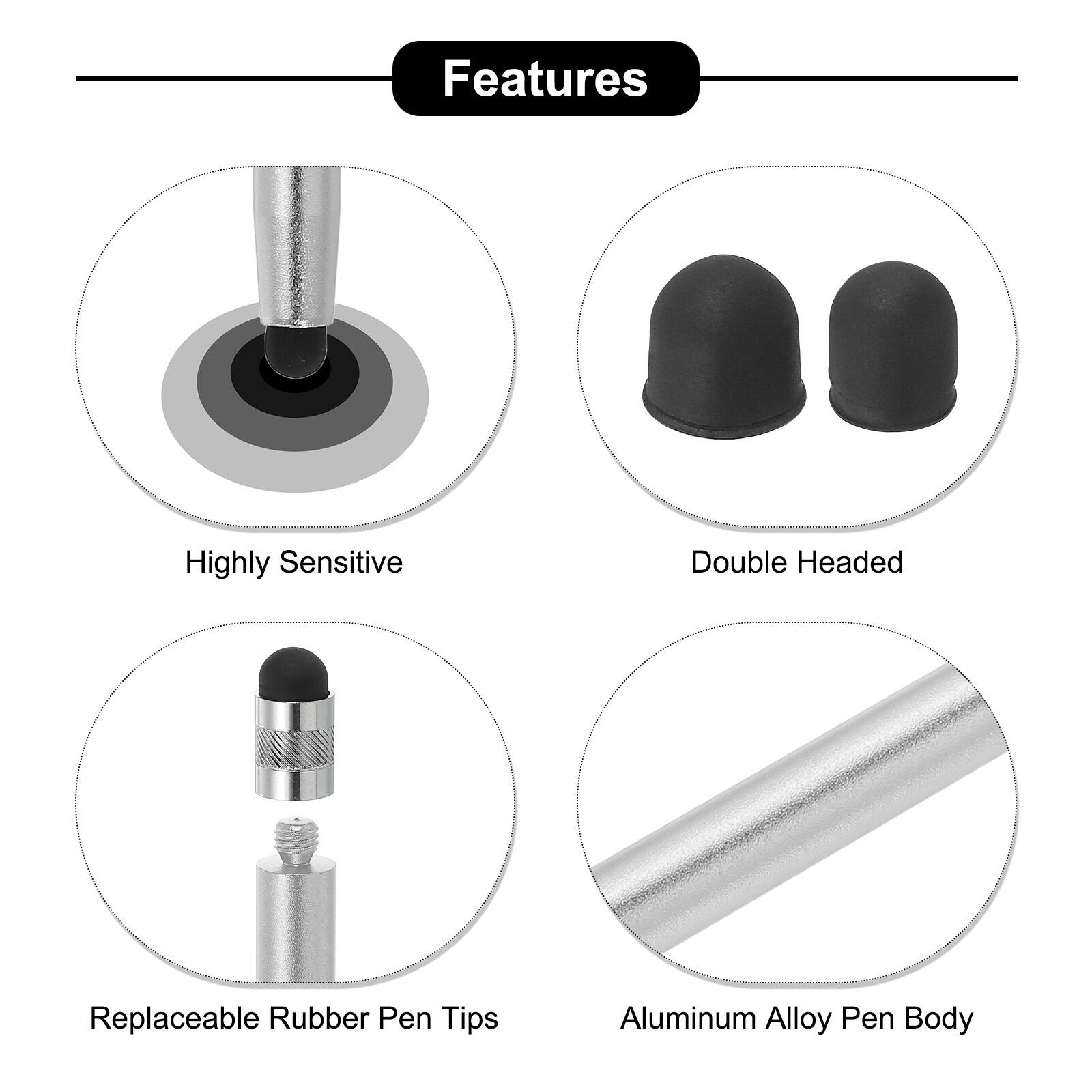 Features

- Highly Sensitive
- Double Headed
- Replaceable Rubber Pen Tips
- Aluminum Alloy Pen Body