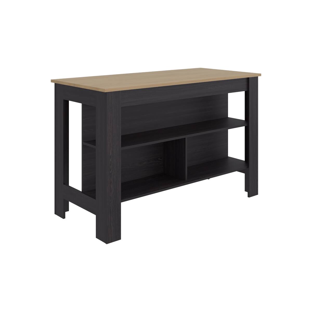 Left. Loheer - Loheer dark brown kitchen island freestanding meal prep workstation - Dark Brown.