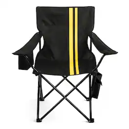 Winado - 1PC Foldable Camping Chair with Cooler Bag, Cup Holder, Back Pockets Portable for Outdoor Camping Fishing Beach Chair - Black