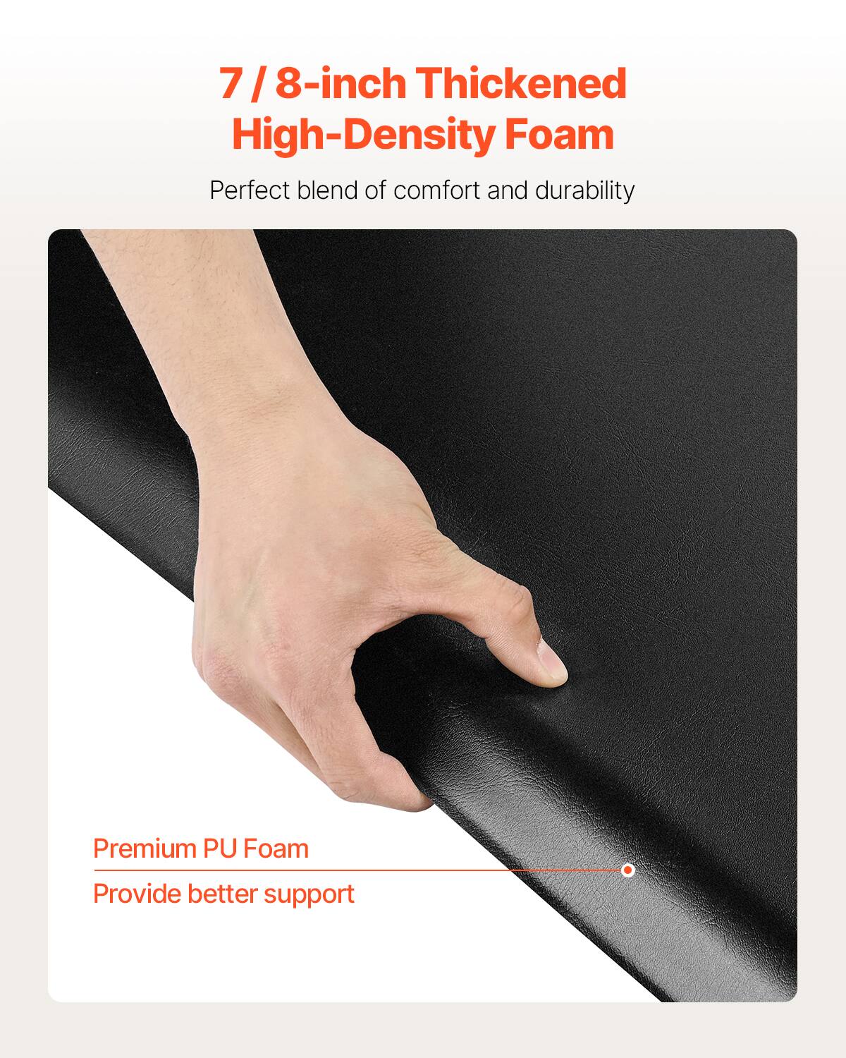 7 / 8-inch Thickened High-Density Foam, Perfect blend of comfort and durability, Premium PU Foam, Provide better support