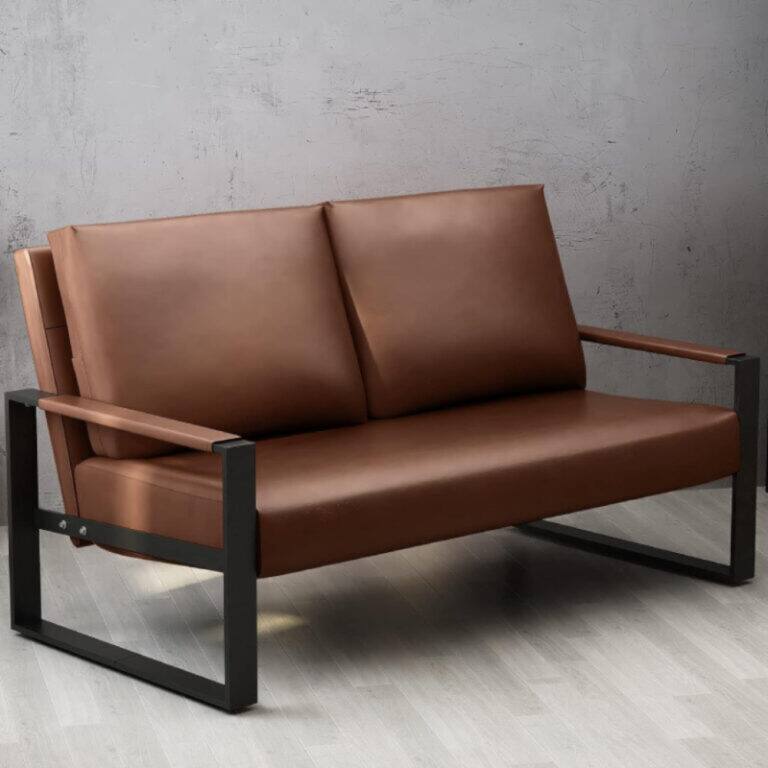 Alt View 1. Electra Tech Xpress - FAUX LEATHER MID-CENTURY LOVESEAT SOFA - Dark Brown.