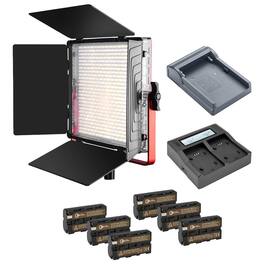 GVM - MB832 50W Bi-Color Soft LED Panel 3-Light Kit, Bundle with 6x Batteries, Dual Charger and 2x Charger Plate
