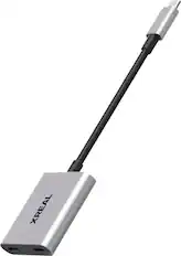 Front. XREAL - HUB Power Adapter for AR Glasses, 45W Fast Charging, 1080p 120Hz Display Passthrough for iPhone 16/15, Steam/ROG, Switch - Black.