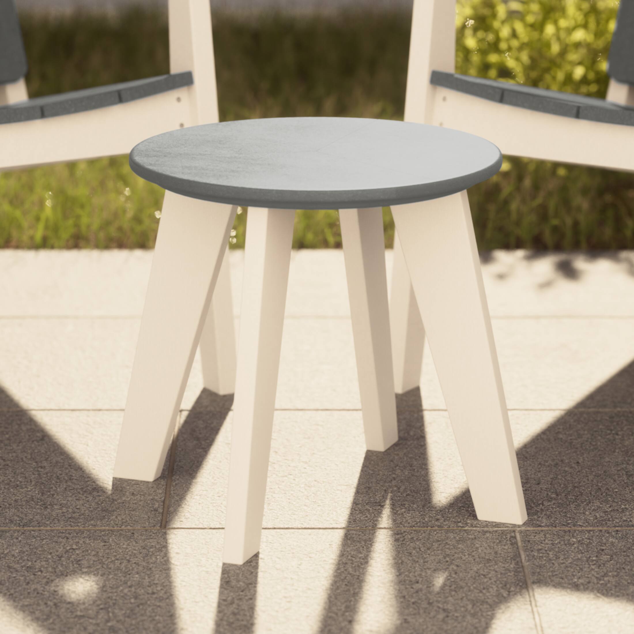 Angle. WestinTrends - WestinTrends Pacifica HDPE Plastic Outdoor Round Adirondack Patio Side Table - White/Gray.