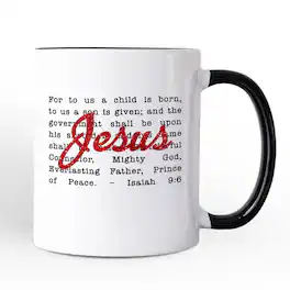 OrnamentallyYou - Jesus Christmas Bible Verse Mug, Isaiah 9:6 Gift for Faithful Believers - White