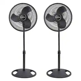 Lasko - 16 Inch Oscillating 3 Speed Adjustable Pedestal Stand Fan, (2 Pack) - Black