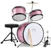 Front. Best Choice Products - Kids Beginner 3-Piece Drum, Musical Instrument Set w/ Sticks, Stool, Pedal - Pink Sparkle.