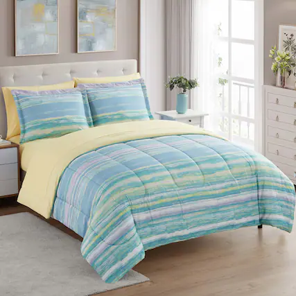 Front. Sweet Home Collection - 5 Piece Sorento Bed in a Bag Printed Comforter & Sheet Set - Twin - Multicolored.