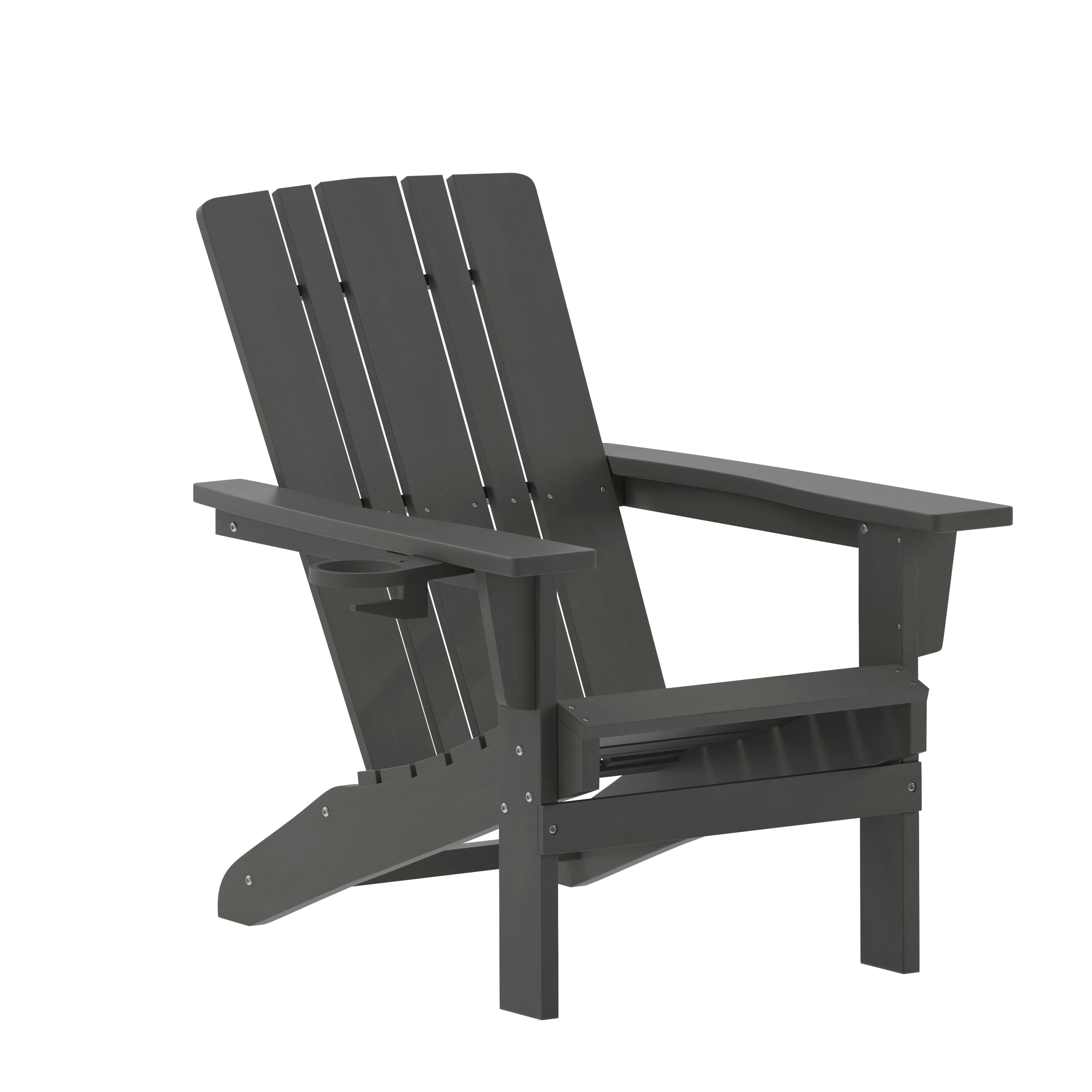 Emma + Oliver - Haley Adirondack Chair with Cup Holder, Weather Resistant HDPE Adirondack Chair - Gray price history on PriceWatchPro