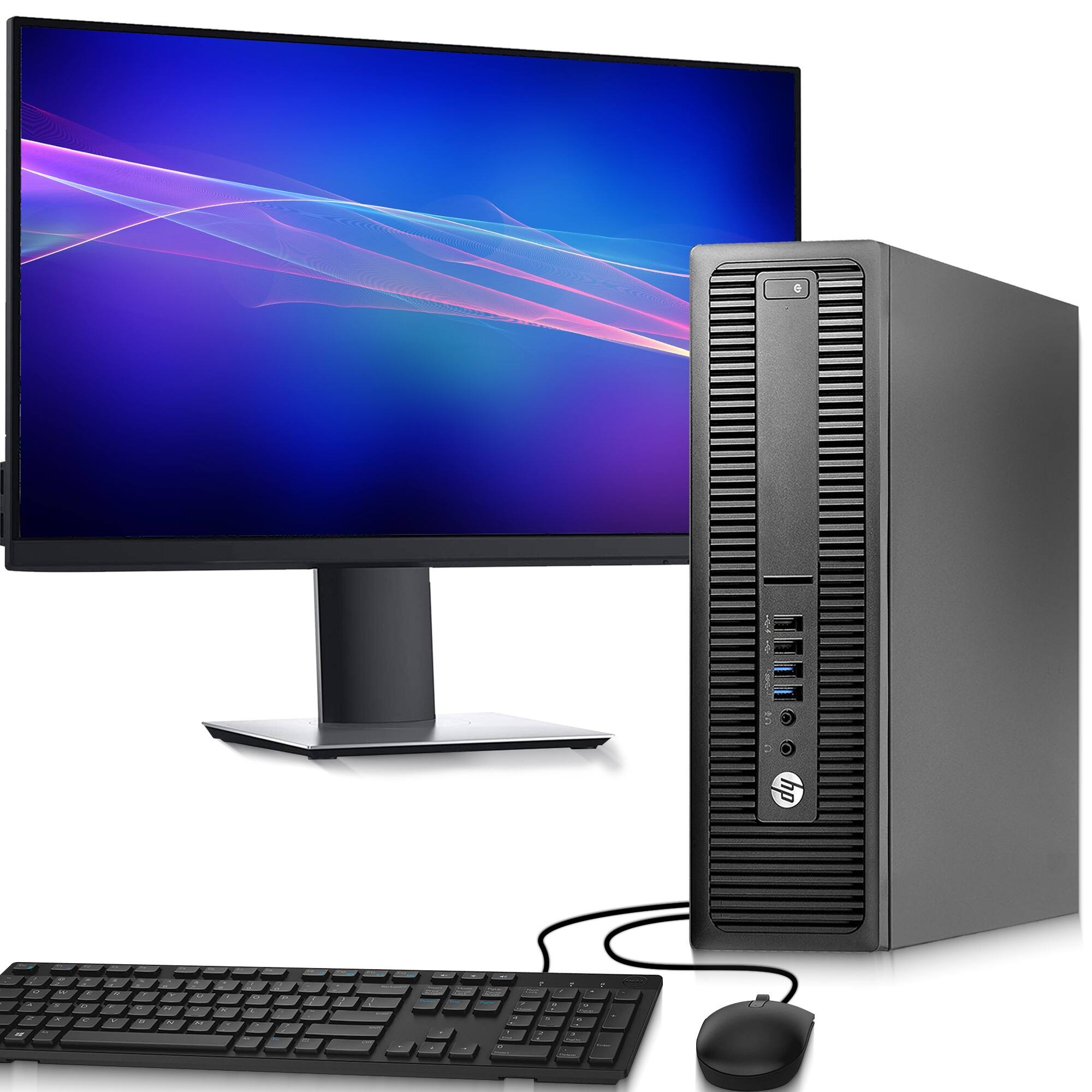 Front. HP - ProDesk Desktop PC | Intel Core i5-4th 3.2GHz | 8GB DDR3 RAM | 256GB SSD | Used 22" LED | Wi-Fi | Windows11 - Black.