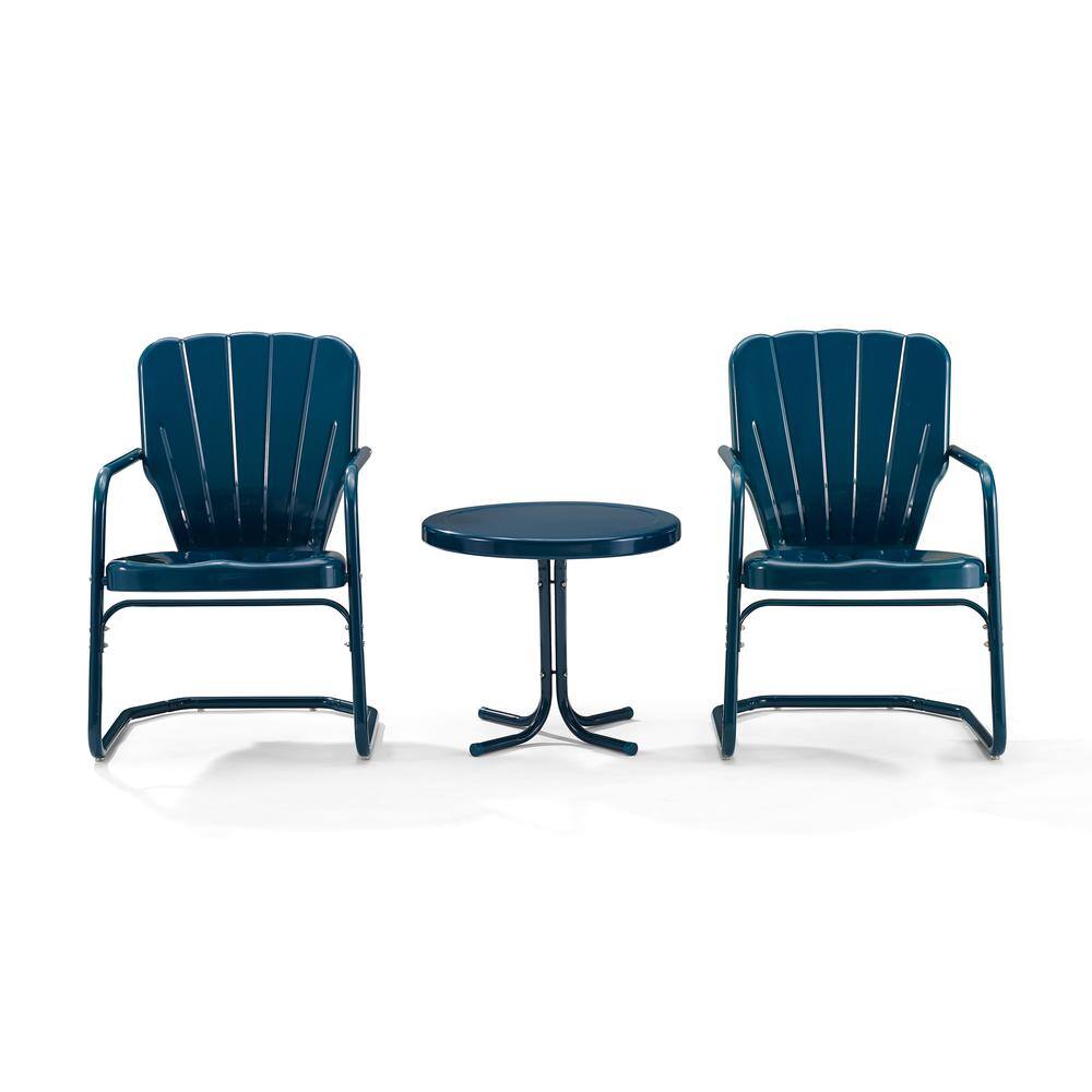 Crosley Furniture Ridgeland 3Pc Retro Outdoor Chair Set Side Table & 2 ...