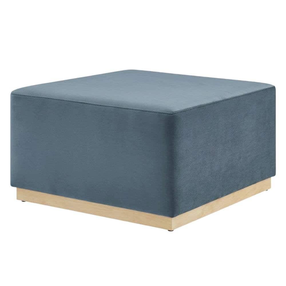 Outdoor Escape - Square Velvet Ottoman With Modern Design For Outdoor Use - Blue